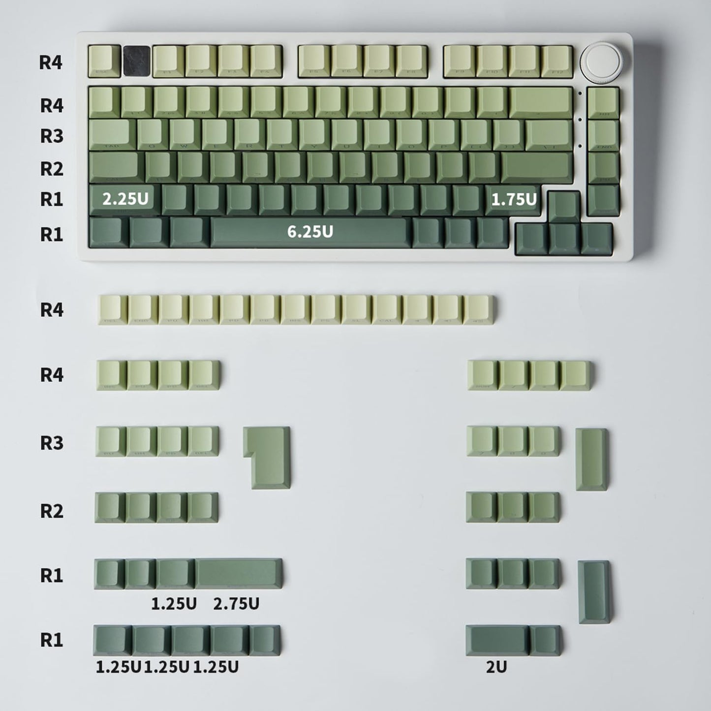 mintcaps PBT Doubleshot Keycaps 134 Keys Gradient Green Backlit OEM Profile Keycaps Side Print Shine Through Custom Keycaps Set for 60% 65% 75% 100% Cherry Gateron MX Switches Mechanical Keyboard