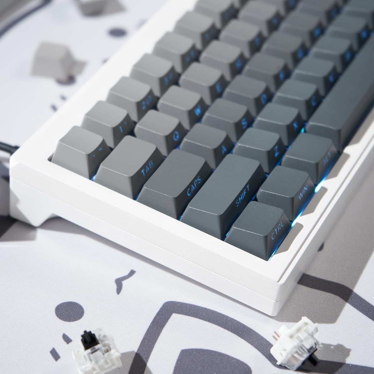 mintcaps Shine Through Keycaps -133keys PBT Doubleshot keycaps Gradient Side Print Cherry Profile Keycap Set for 60% 65% 75% 100% Cherry Gateron MX Switches Mechanical Keyboard