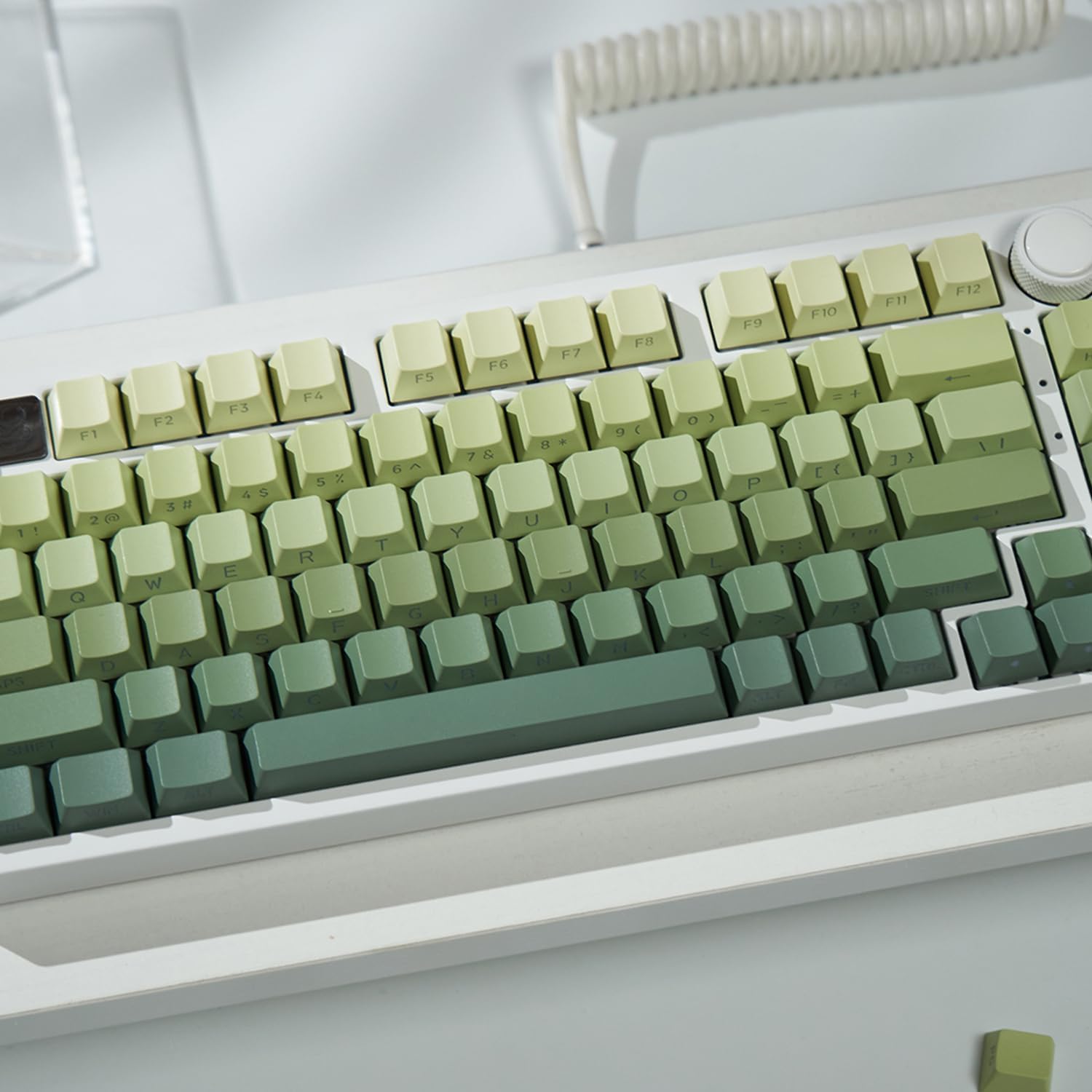 mintcaps PBT Doubleshot Keycaps 134 Keys Gradient Green Backlit OEM Profile Keycaps Side Print Shine Through Custom Keycaps Set for 60% 65% 75% 100% Cherry Gateron MX Switches Mechanical Keyboard