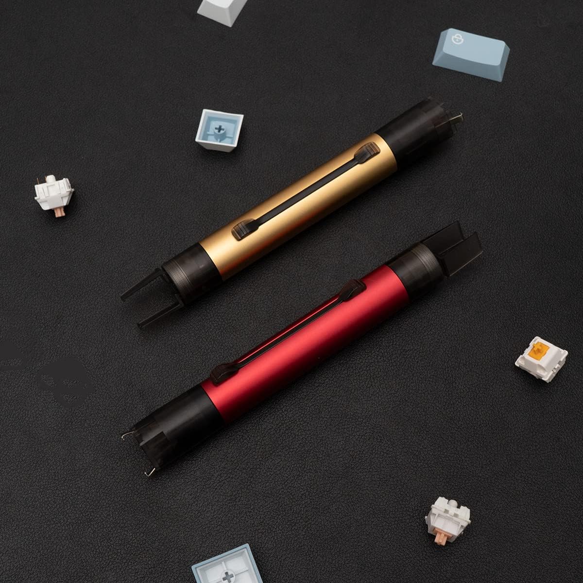 2 in 1 Switch Keycaps Puller Keyboard Switch Keycaps Remover Tool Kit DIY Tool for Custom Mechanical Keyboard(Red Keycaps Switch Puller)