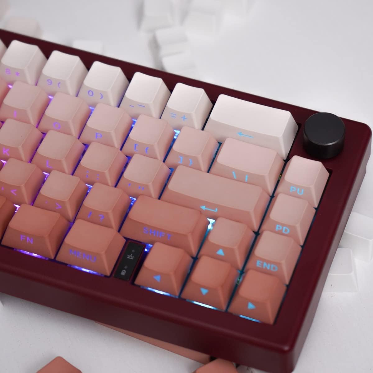 PBT Doubleshot Gradient Keycaps Set Backlit Pink Shine Through Custom OEM Profile Side Keycaps for 60% 65% 70% 75% Cherry MX Keyboard