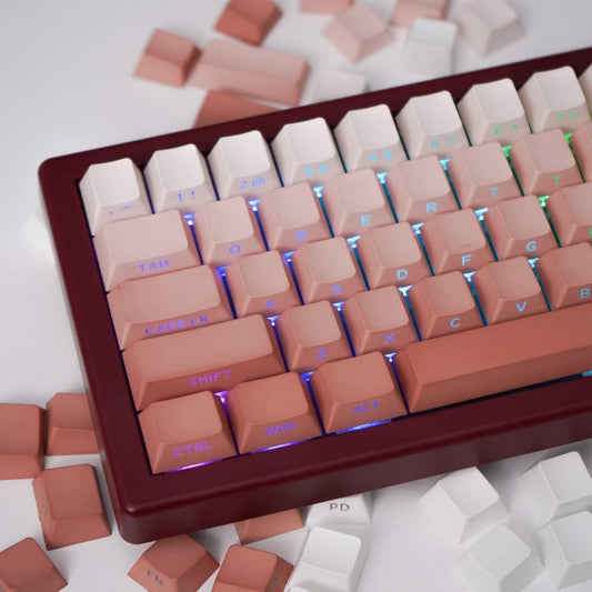 PBT Doubleshot Gradient Keycaps Set Backlit Pink Shine Through Custom OEM Profile Side Keycaps for 60% 65% 70% 75% Cherry MX Keyboard