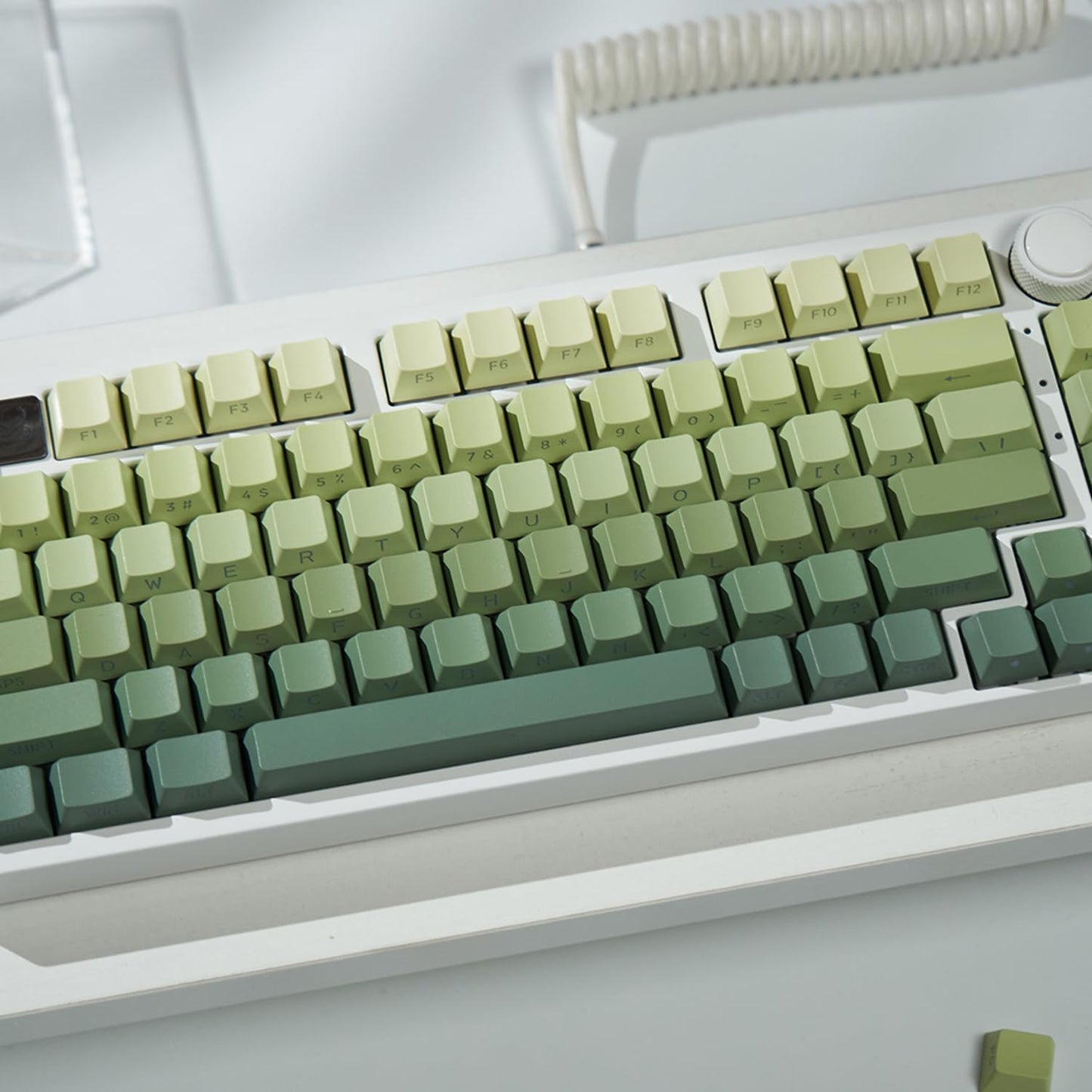 mintcaps PBT Doubleshot Keycaps 134 Keys Gradient Green Backlit OEM Profile Keycaps Side Print Shine Through Custom Keycaps Set for 60% 65% 75% 100% Cherry Gateron MX Switches Mechanical Keyboard