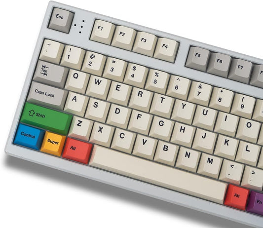 PBT Grey Beige Keycaps Set Cherry Profile 141 Keys Custom Dye-Sub Retro Keyboard Keycaps for 60% 65% 70% 100% Cherry Gateron MX Switches Mechanical Keyboards