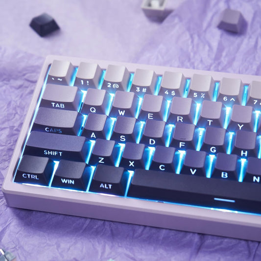 PBT Doubleshot Keycaps 133 Keys Gradient Purple Backlit OEM Profile Keycaps Side Print Shine Through Custom Keyboard Key caps Set for 60% 65% 75% 100% Cherry Gateron MX Switches Mechanical Keyboard