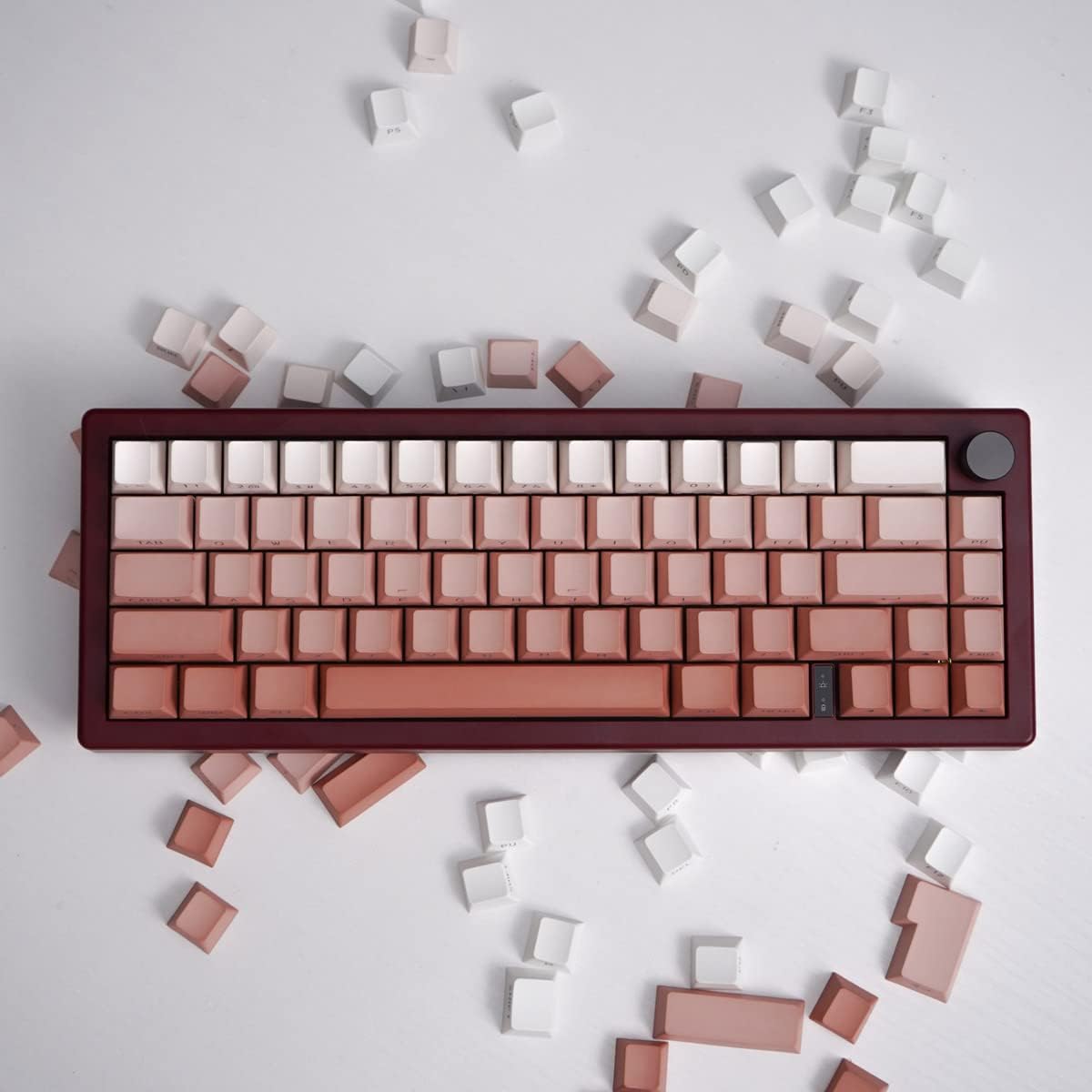 PBT Doubleshot Gradient Keycaps Set Backlit Pink Shine Through Custom OEM Profile Side Keycaps for 60% 65% 70% 75% Cherry MX Keyboard