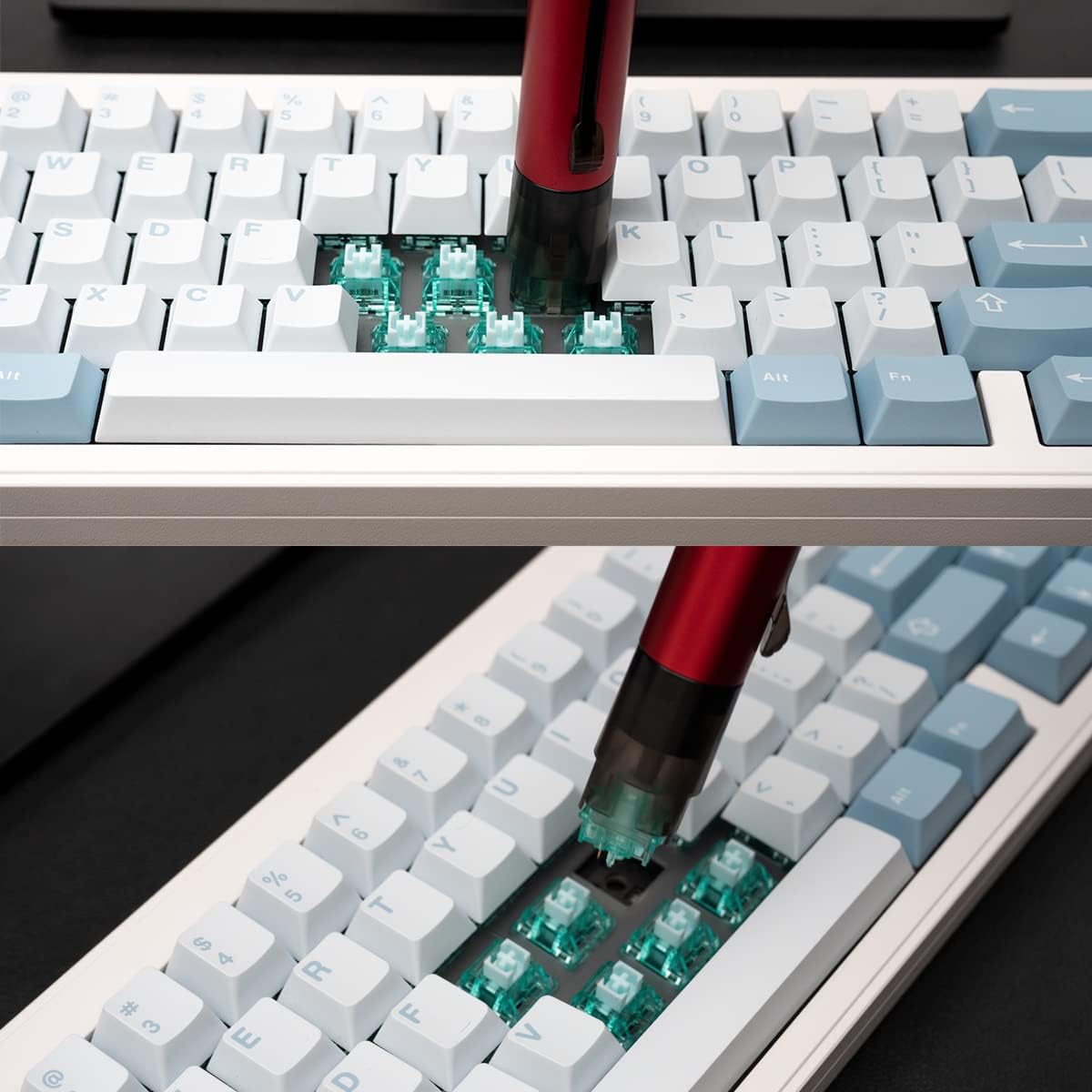 2 in 1 Switch Keycaps Puller Keyboard Switch Keycaps Remover Tool Kit DIY Tool for Custom Mechanical Keyboard（Red Keycaps Switch Puller）