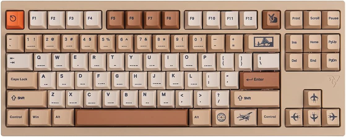 mintcaps PBT Keycaps 143 Keys Cherry Profile Retro Keycaps Set Dye-Sub Postage Stamp ISO ANSI Beige Keycap Custom Keyboard Key caps for 60% 65% 70% 75% Cherry Gateron MX Switches Mechanical Keyboards