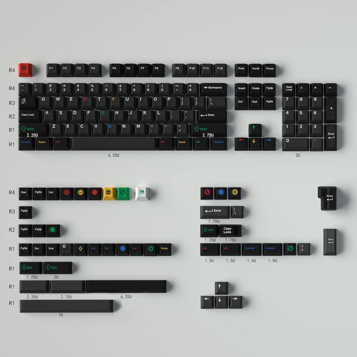 mintcaps PBT Black Gray Keycaps 153 Keys Cherry Profile Custom ISO ANSI Keyboard Keycap Set for 60% 65% 70% 75% Cherry Gateron MX Switches Mechanical Keyboards