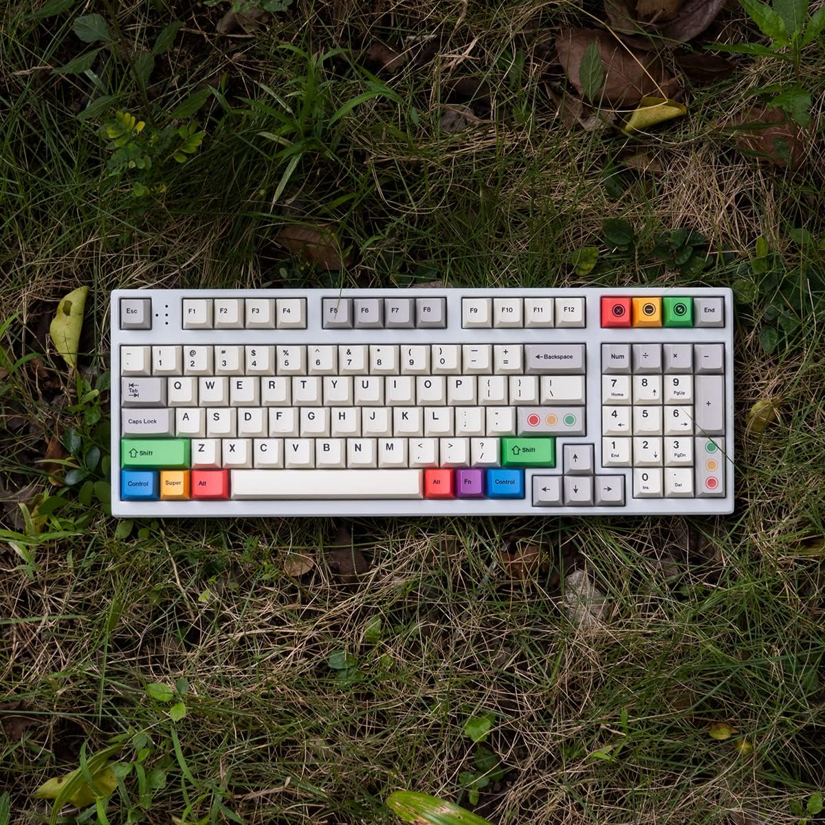 PBT Grey Beige Keycaps Set Cherry Profile 141 Keys Custom Dye-Sub Retro Keyboard Keycaps for 60% 65% 70% 100% Cherry Gateron MX Switches Mechanical Keyboards