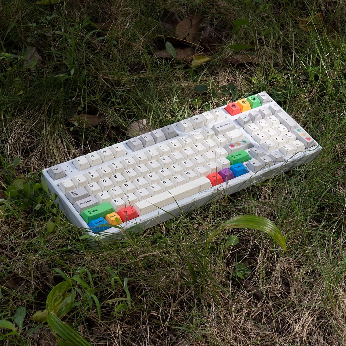 PBT Grey Beige Keycaps Set Cherry Profile 141 Keys Custom Dye-Sub Retro Keyboard Keycaps for 60% 65% 70% 100% Cherry Gateron MX Switches Mechanical Keyboards